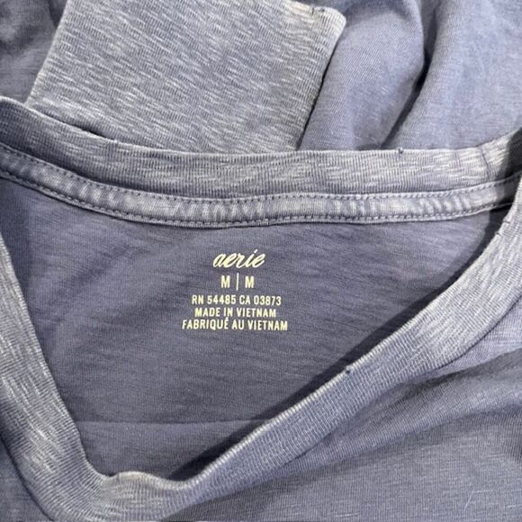 Aerie "Oh What Fun" Slub Tee 100% Cotton Blue Long Sleeve Men's Size Medium - Picture 6 of 10